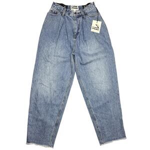 Karl Kani By Kahlana Jeans Women’s 2 High Rise Slim Fit Pleated Front Fringe Hem